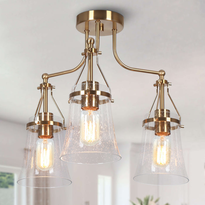 Auisre 3-Light Brass Semi-Flush Mounts