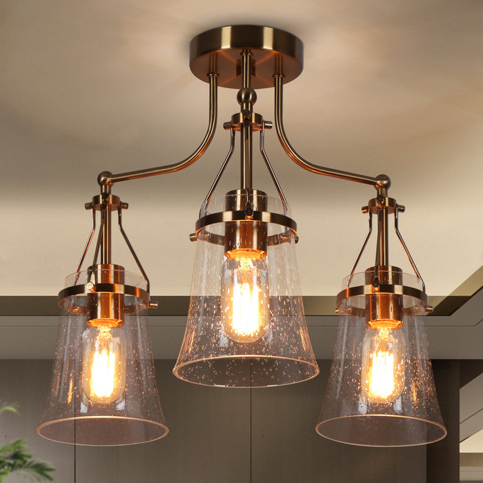 Auisre 3-Light Brass Semi-Flush Mount Lights