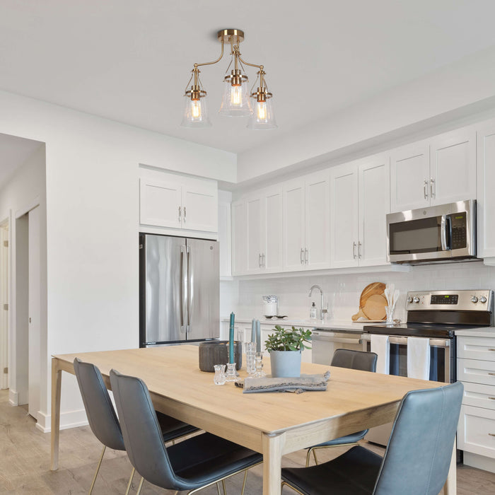 Auisre 3-Light Brass Semi-Flush Mounts