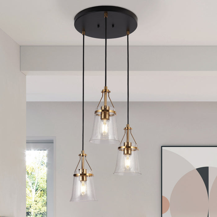 Auisre 3-Light Black and Brass Chandelier