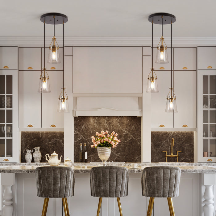 Auisre 3-Light Black and Brass Chandelier