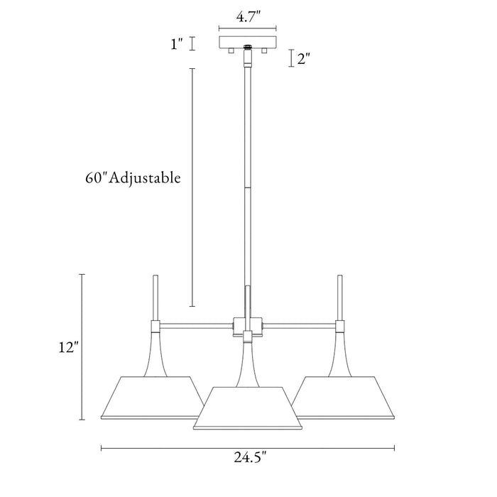 Idaikos 3-Light Brass Metal Radial Chandeliers