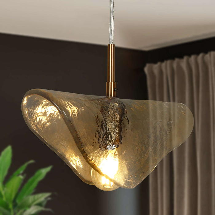 Evange 1-Light Brass Glass Pendant Lights