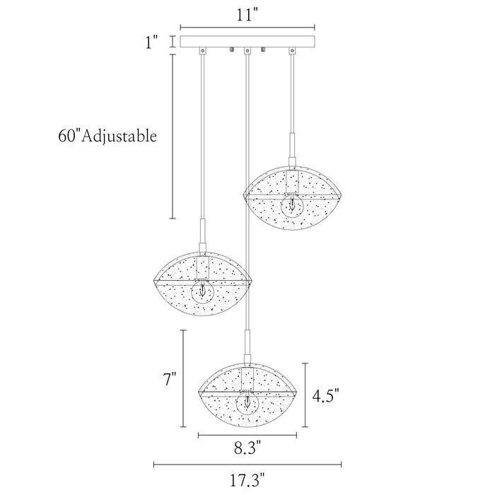 Evange 3-Light Black and Brass Chandeliers