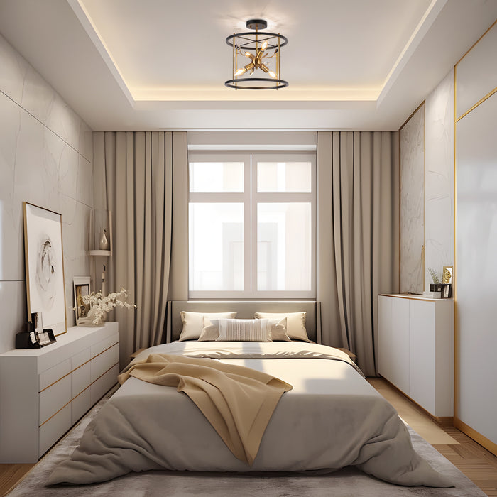 Aeyila 4-Light Brass Semi-Flush Mount Light