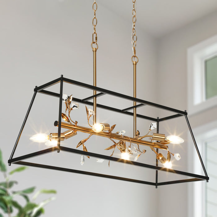 Aeyila 6-Light Black and Brass Island Light