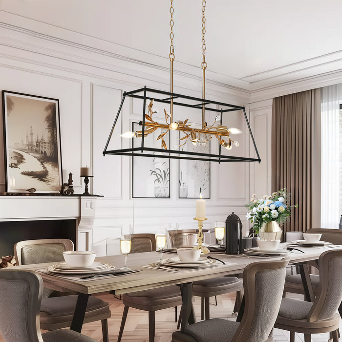 Aeyila 6-Light Black and Brass Island Light