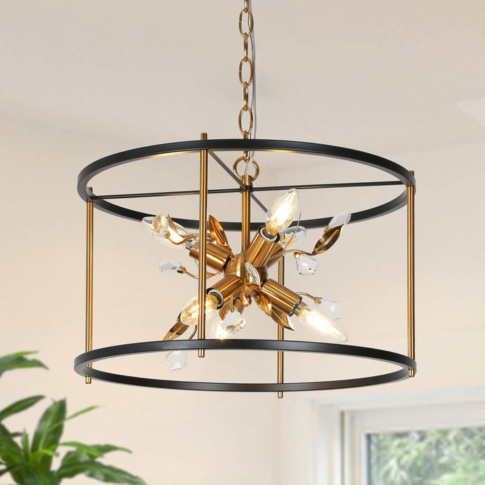Aeyila 6-Light Black and Brass Chandelier