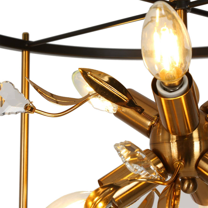 Aeyila 6-Light Black and Brass Chandelier