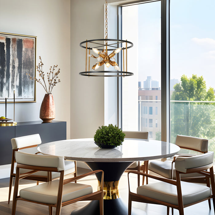 Aeyila 6-Light Black and Brass Chandelier