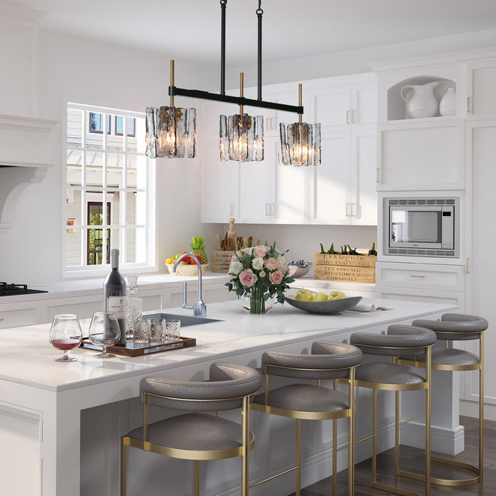 Echona 3-Light Black and Brass Island Lights