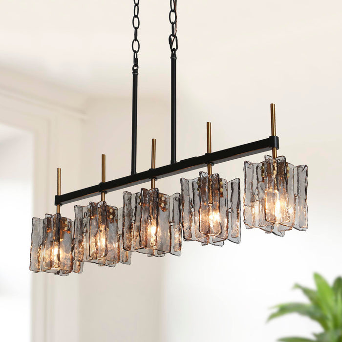 Echona 5-Light Black And Brass Island Lights