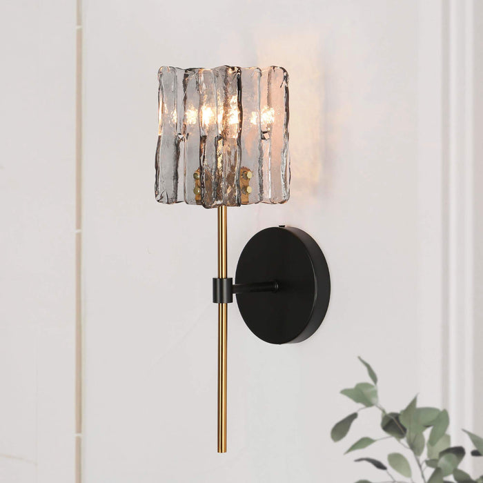 Echona 1-Light Black and Brass Wall Sconce