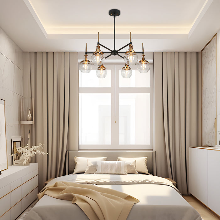 Nivella 6-Light Black and Brass Chandelier
