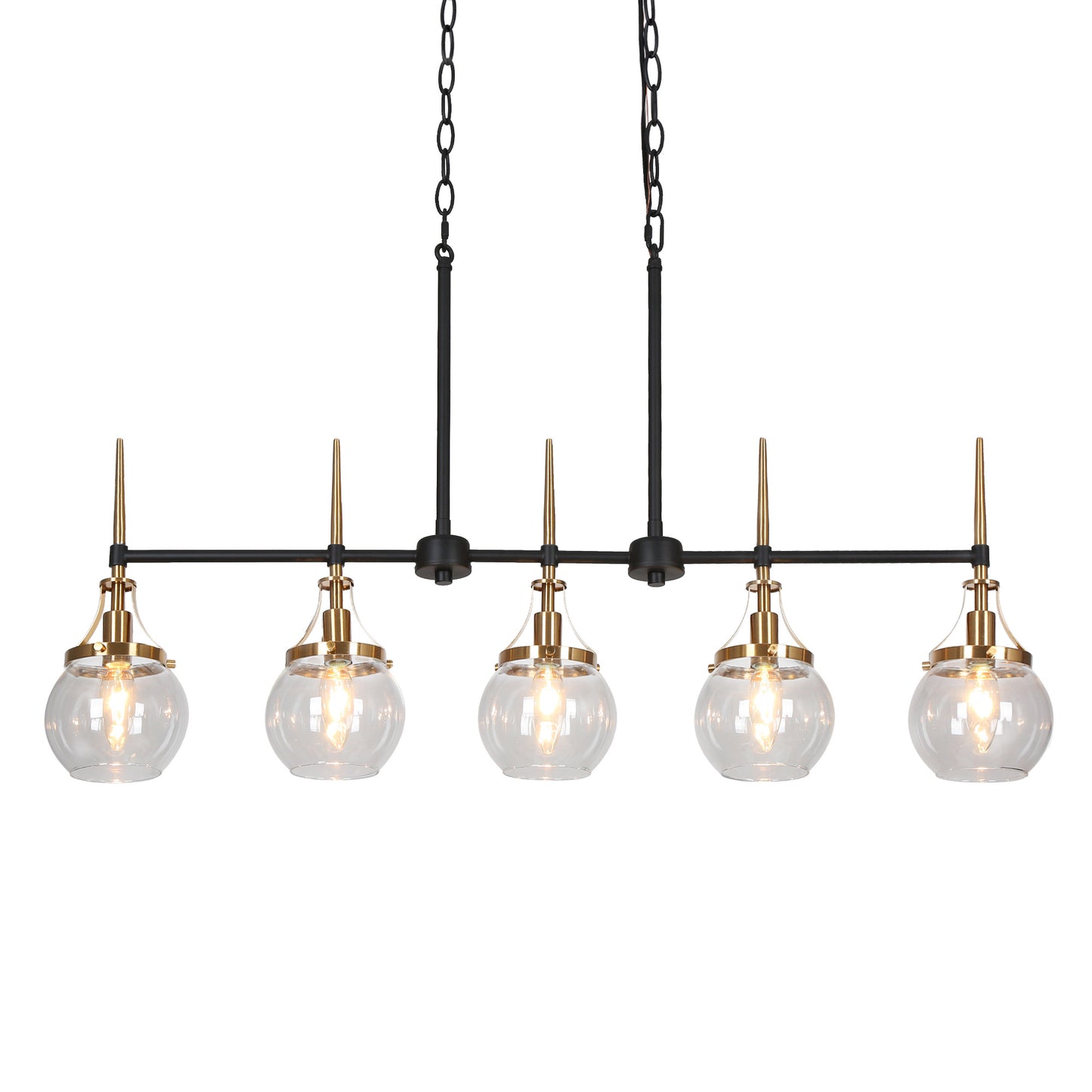 Capensis Modern 5-Light Island Lights with Gold Accents and Clear Glass Globes