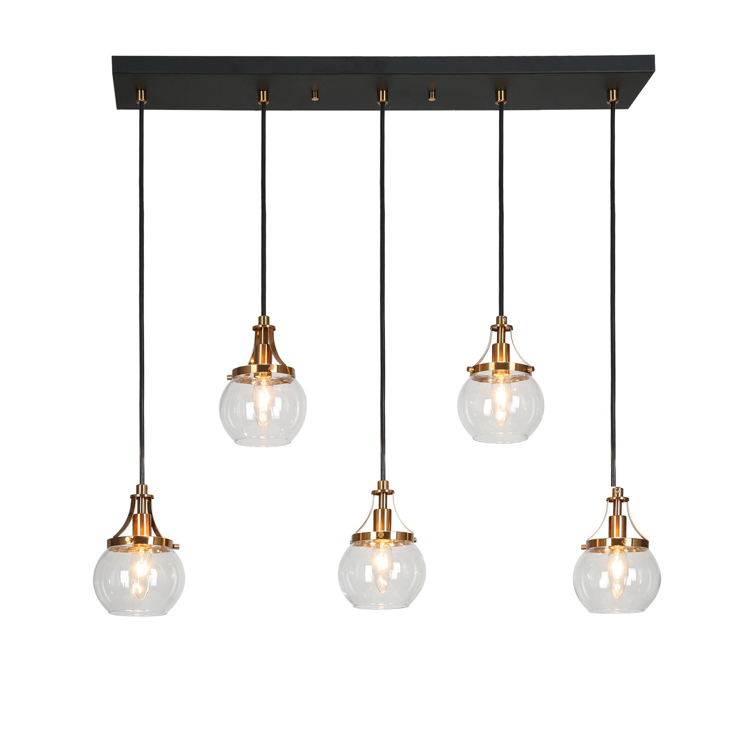 Capensis Modern 5-Light Gold Black Island Lights Chandelier with Clear Glass