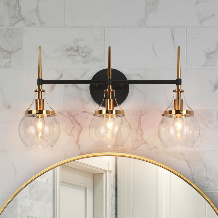 Nivella 3-Light Black and Brass Bathroom Vanity Light