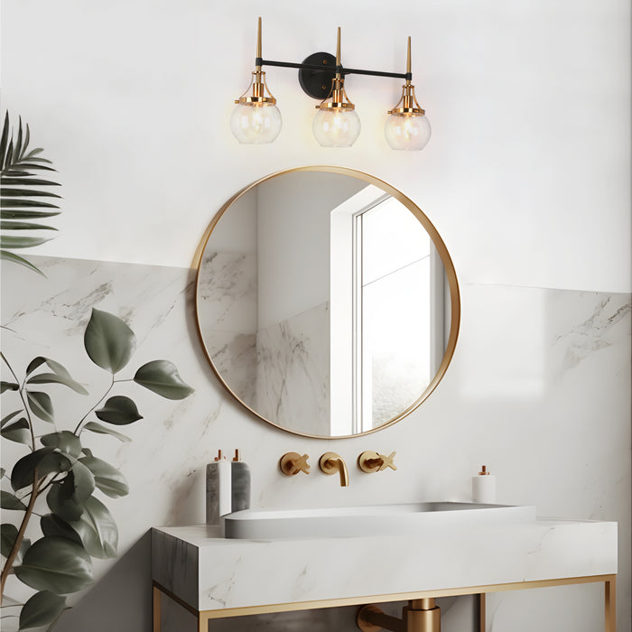Nivella 3-Light Black and Brass Bathroom Vanity Light