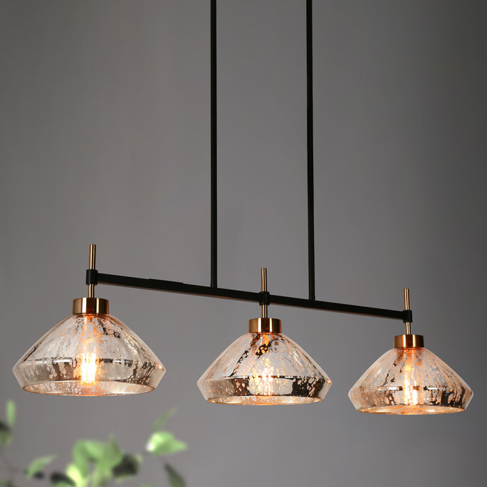 Anila 3-Light Black and Brass Island Light