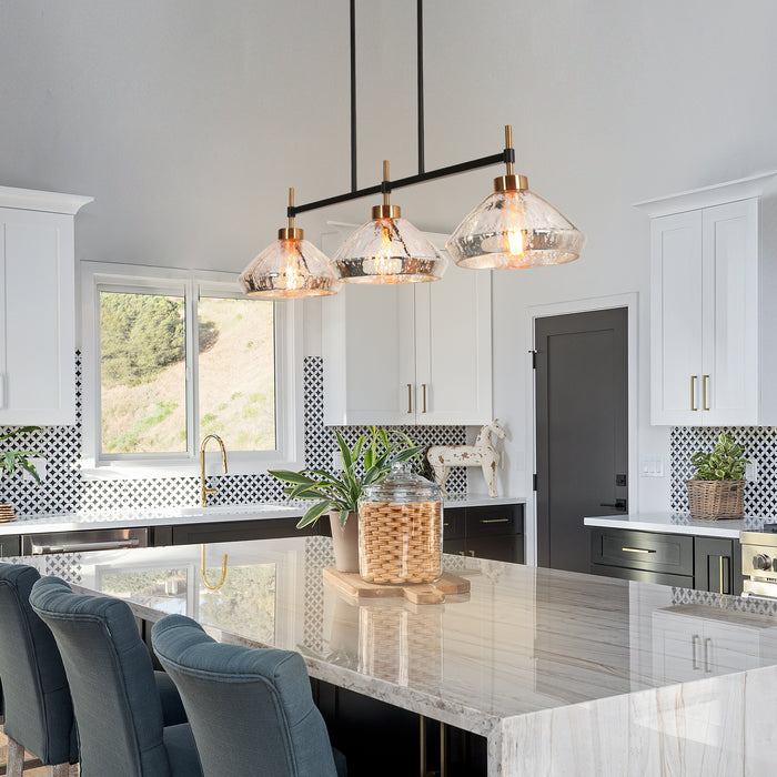 Anila 3-Light Black and Brass Island Light