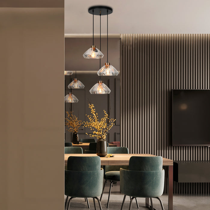Anila 3-Light Black and Brass Chandelier
