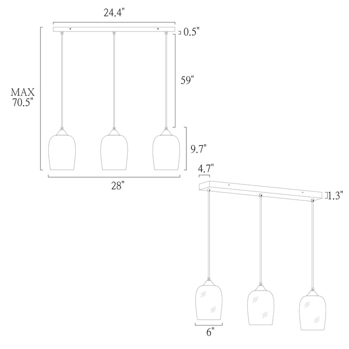Elvisse 3-Light Brass Island Lights