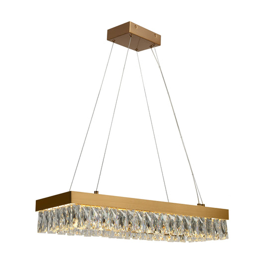 Modern 1-Light LED Crystal Gold Rectangular Chandelier