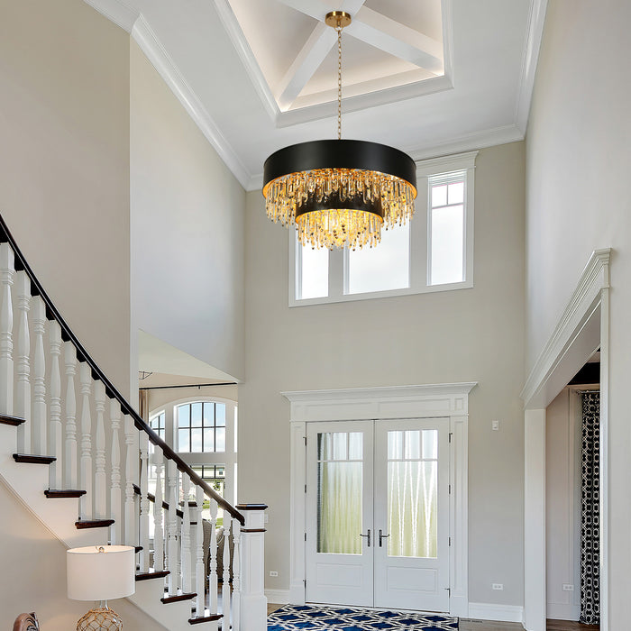 Loriven 18-Light Black and Brass Chandelier