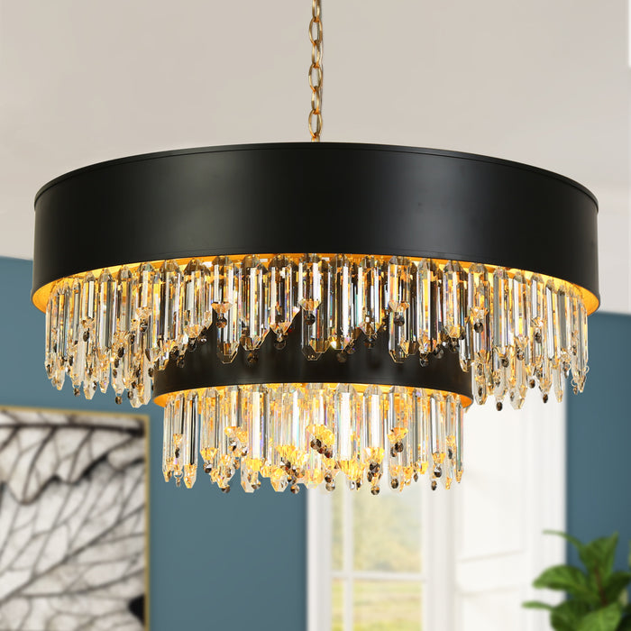 Loriven 18-Light Black and Brass Chandelier