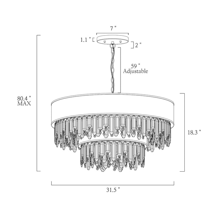 Loriven 18-Light Black and Brass Chandelier