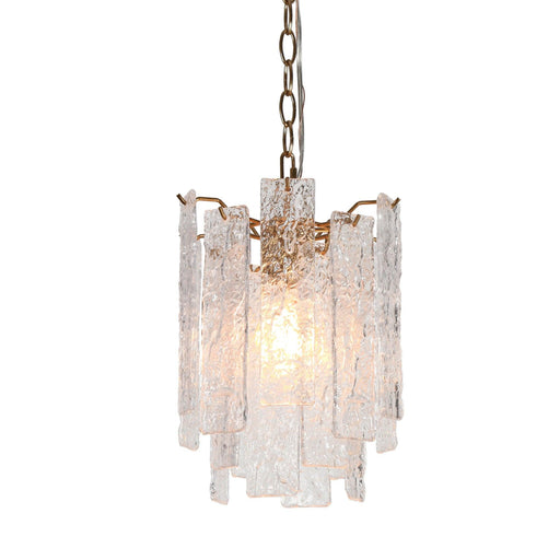 1-Light Gold Pendant Lights with Textured Glass - Belles Lighting