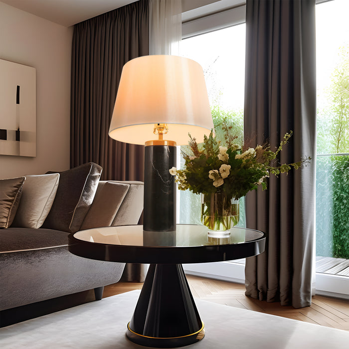 Qirena 1-Light Black and White Table Lamp