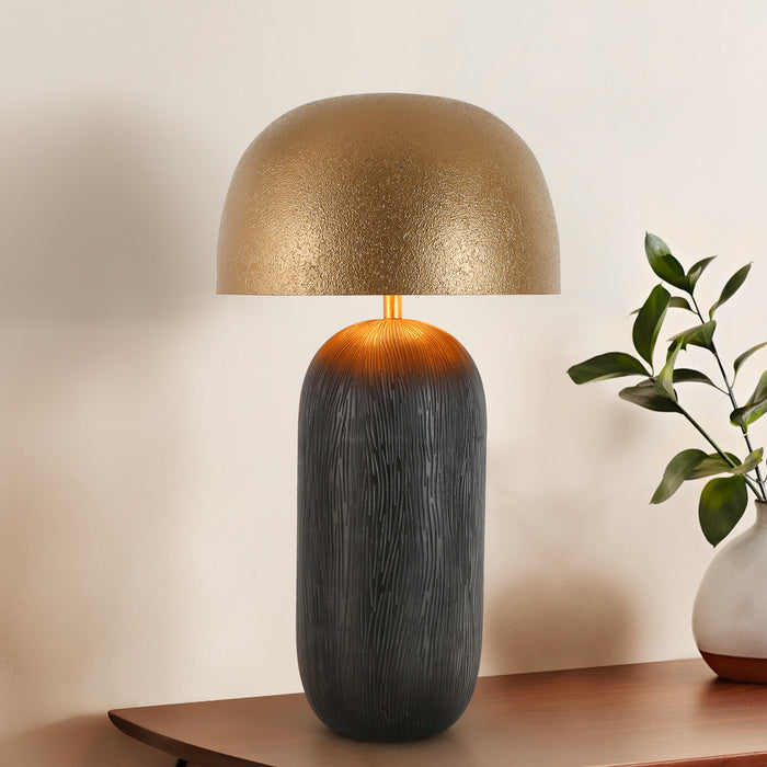 Hecami 2-Light Black and Gold Table Lamp
