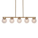 5-Light Gold Linear Kitchen Island Chandelier with Textured Glass - Belles Lighting