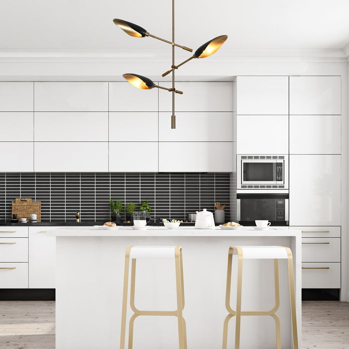 Senvira 3-Light Black and Brass Chandelier