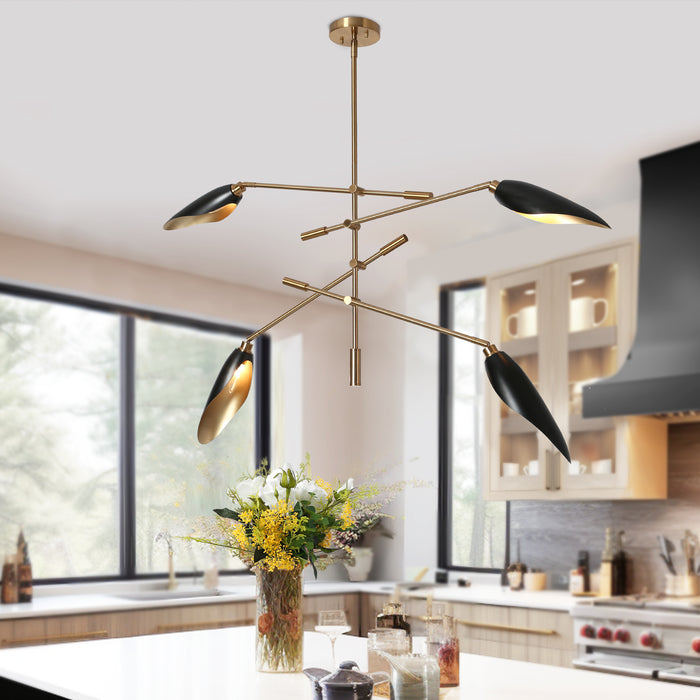 Senvira 4-Light Black and Brass Chandelier
