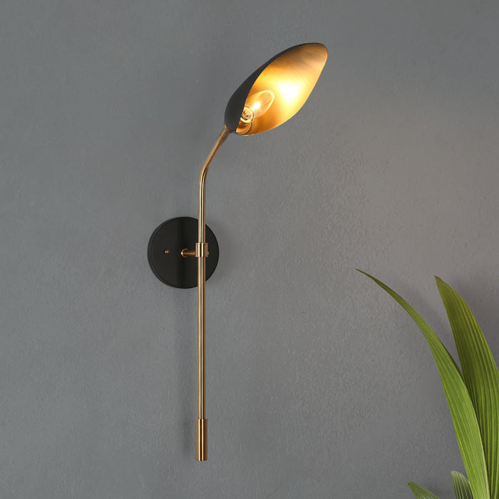 Senvira 1-Light Black and Brass Wall Sconce