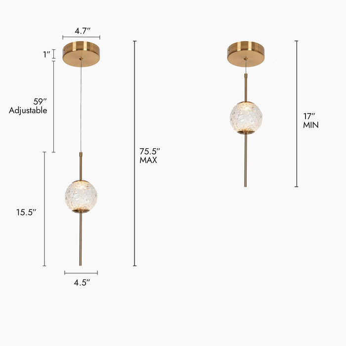 Eldvian 1-Light LED Brass Pendant Lights