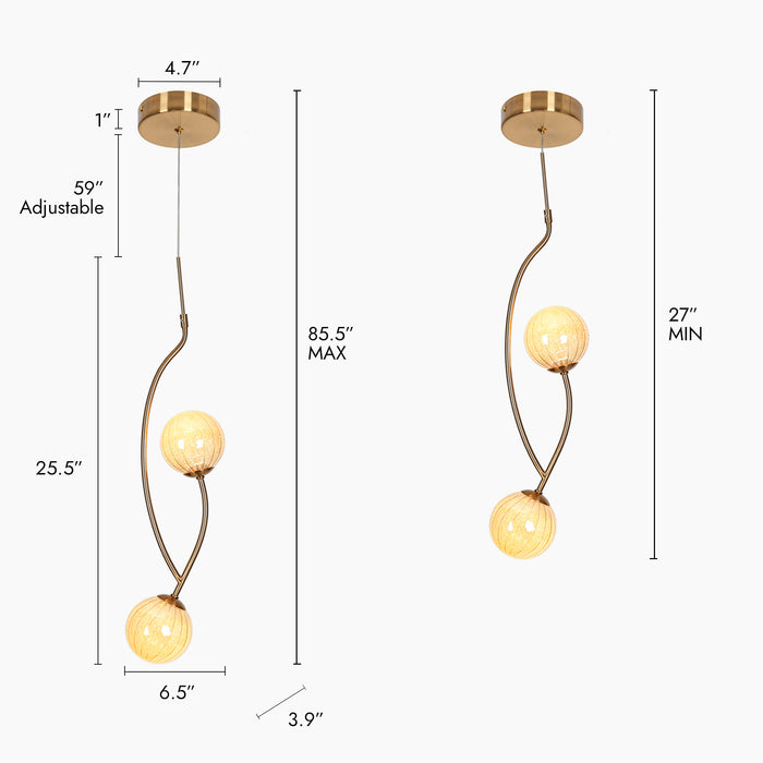 Eldvian 2-Light LED Brass Pendant Lights