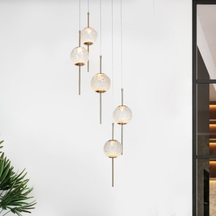 Eldvian 5-Light LED Brass Chandelier