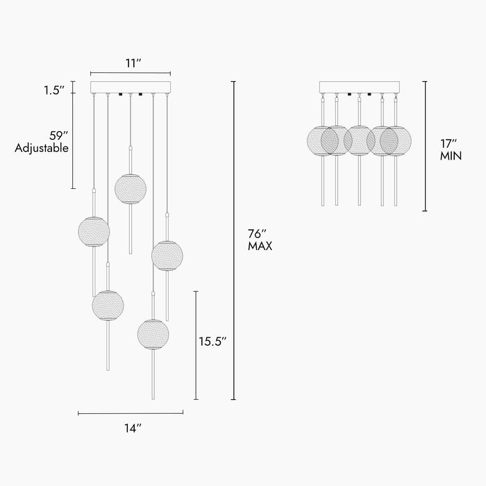 Eldvian 5-Light LED Brass Chandelier