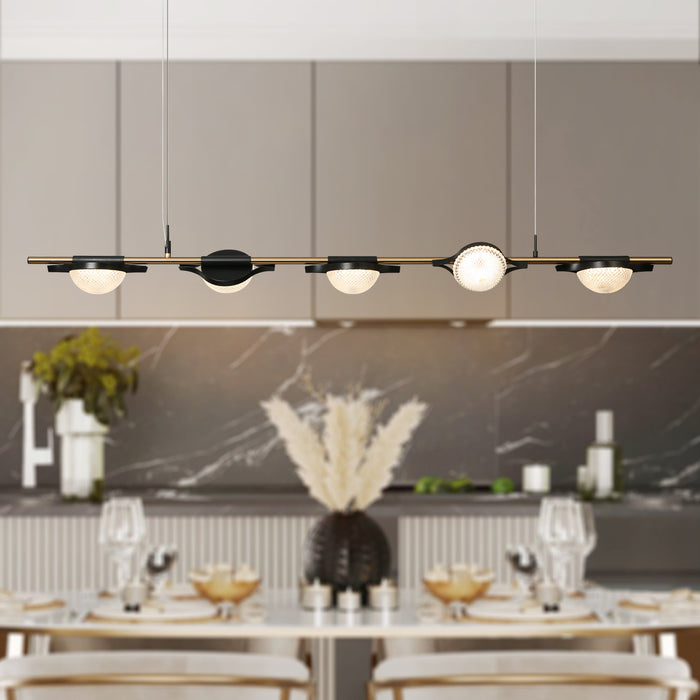 Zivara 5-Light LED Black and Brass Island Lights