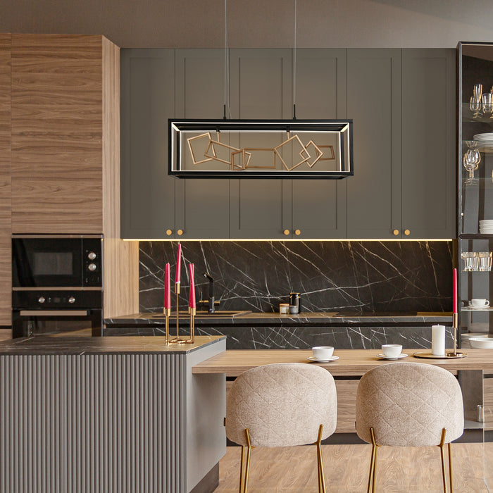 Ravina 8-Light LED Black and Gold Island Light