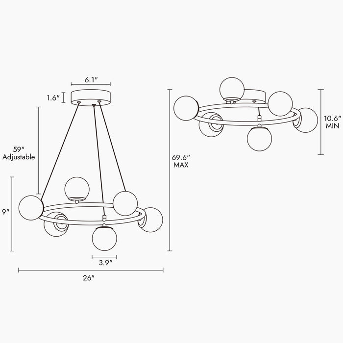 Raviren 6-Light LED Brass Chandelier