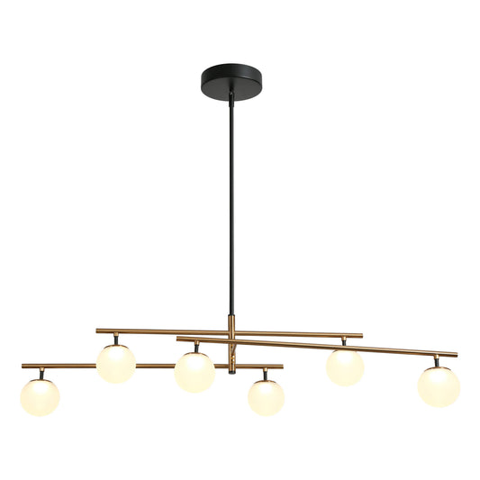 Modern Gold 6-Light LED Island Chandelier with Frosted Glass Shade