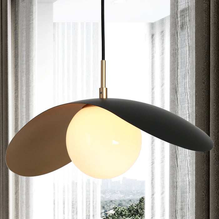 Bromey 1-Light Black And Gold Pendant Lights