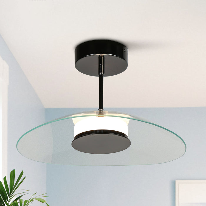 Elynna 1-Light LED Black Semi-Flush Mount Light