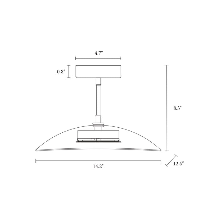 Elynna 1-Light LED Black Semi-Flush Mount Light