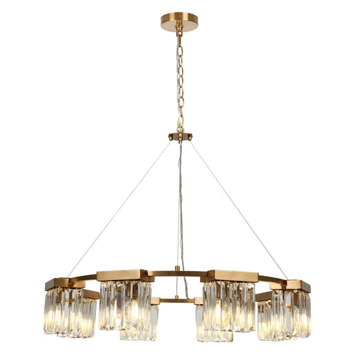 8-Light Gold Crystal Wagon Wheel Chandeliers - Belles Lighting