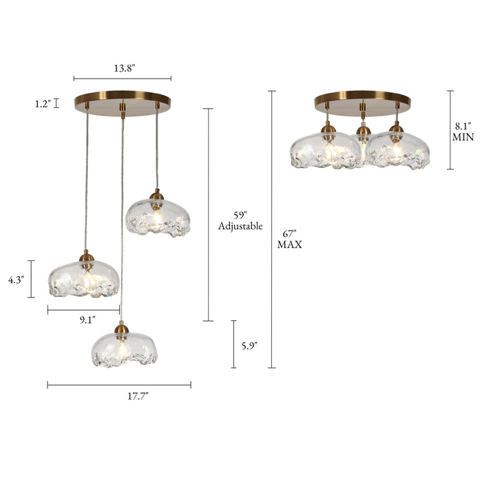 Bresin 3-Light Brass Chandelier